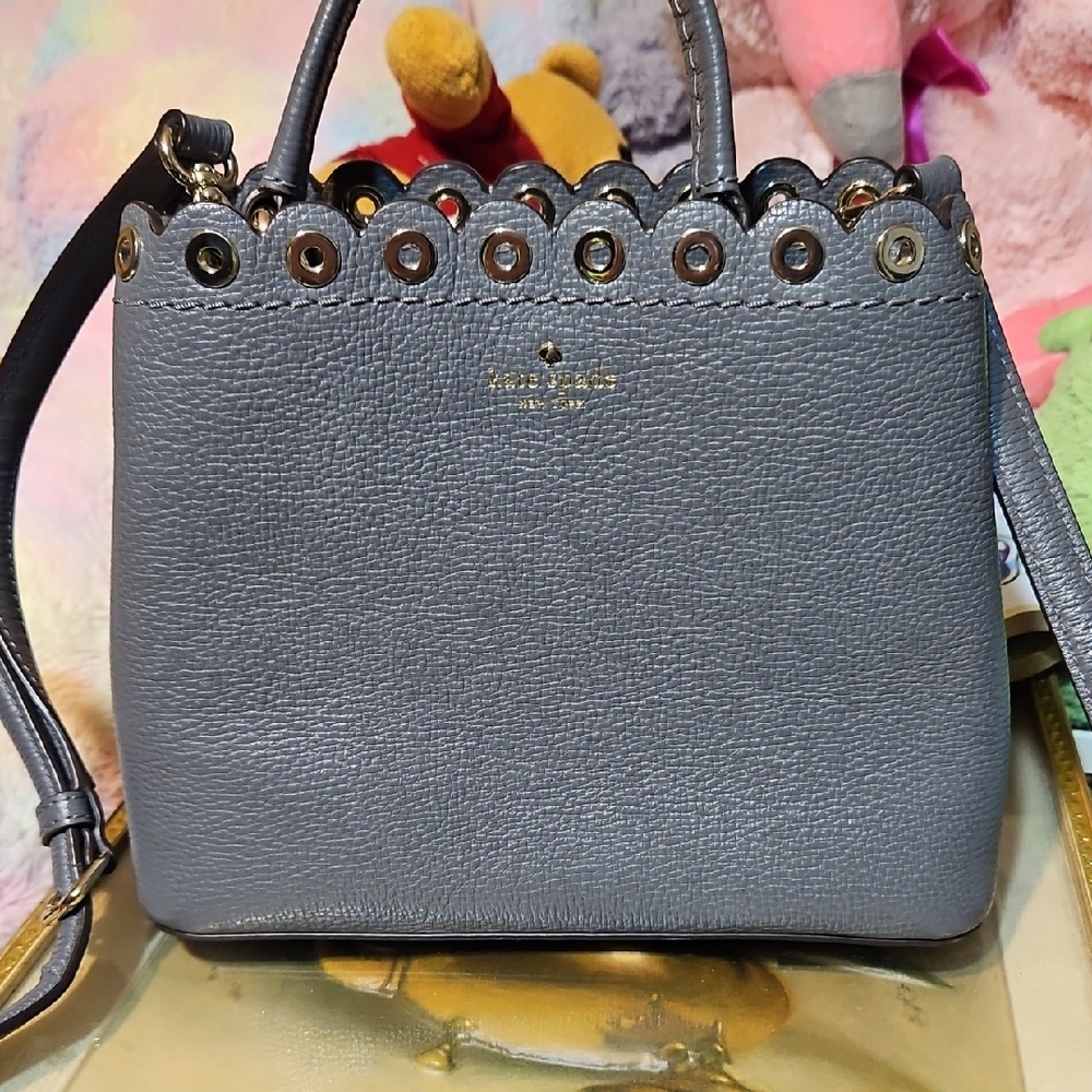 KATE SPADE Mini Janell Paloma Road Gray Leather Handbag Crossbody WKRU5385-338